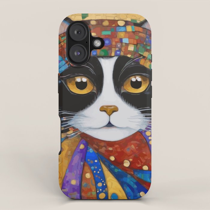 Gustav Klimt Cat with Colorful Scarf iPhone Case Gallery Image 1