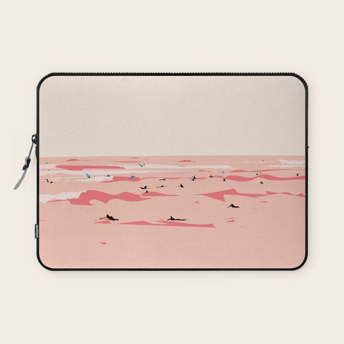 Sunset Tiny Surfers in Lima Laptop Sleeve Gallery Image 1