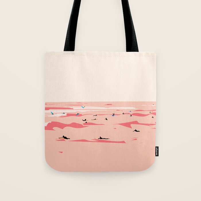 Sunset Tiny Surfers in Lima Tote Bag Gallery Image 1