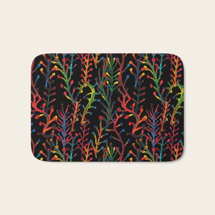 Watercolor Rainbow plants Bath Mat Gallery Image 1