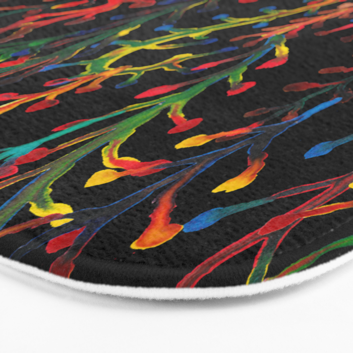 Watercolor Rainbow plants Bath Mat Gallery Image 3