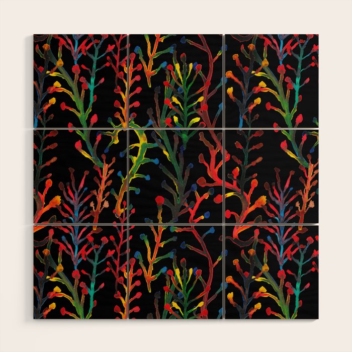 Watercolor Rainbow plants Wood Wall Art Gallery Image 1