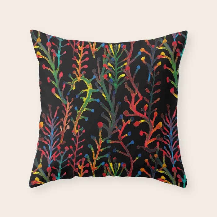 Watercolor Rainbow plants Throw Pillow Gallery Image 6