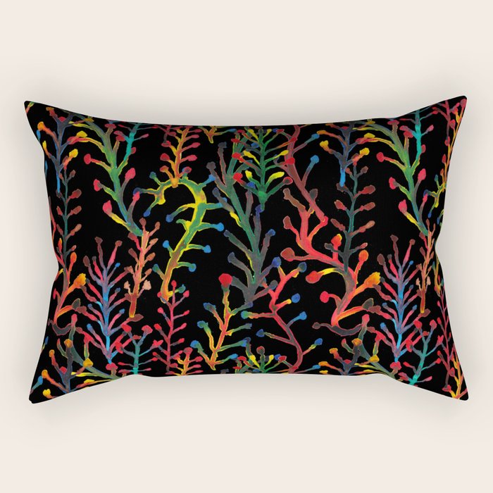 Watercolor Rainbow plants Rectangular Pillow Gallery Image 2
