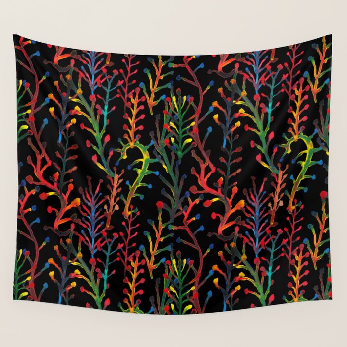 Watercolor Rainbow plants Wall Tapestry Gallery Image 4