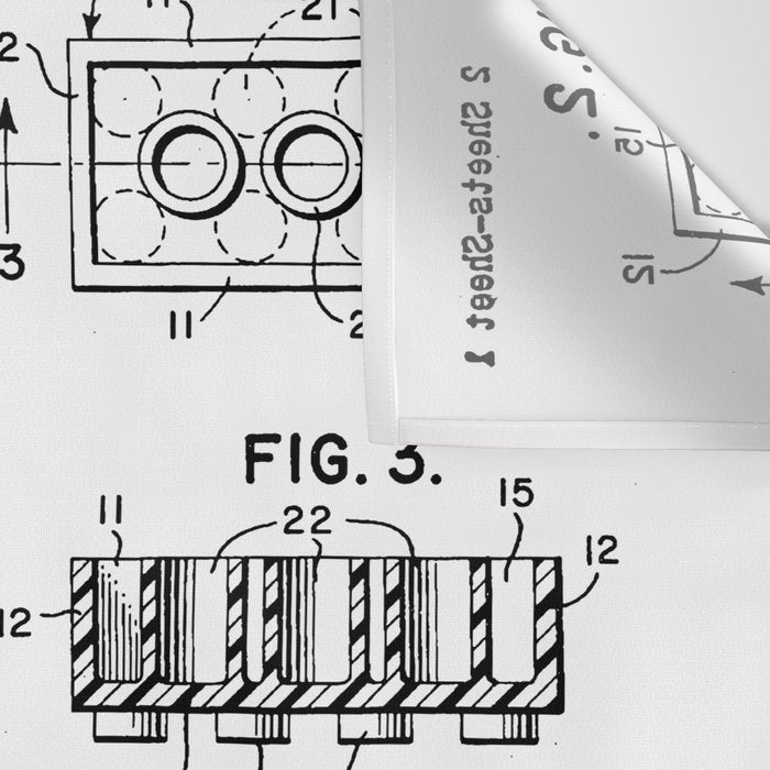 Legos Patent - Legos Brick Art - Black And White Wall Tapestry Gallery Image 3