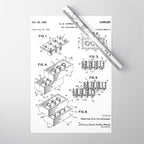Legos Patent - Legos Brick Art - Black And White Wrapping Paper Gallery Image 1