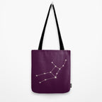 Virgo Zodiac Star Constellation Line Art Plum Purple Tote Bag Gallery Image 2