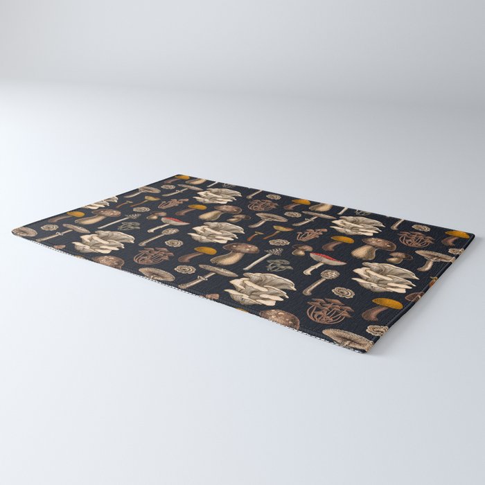 Wild Mushrooms  on graphite black Rug Gallery Image 3