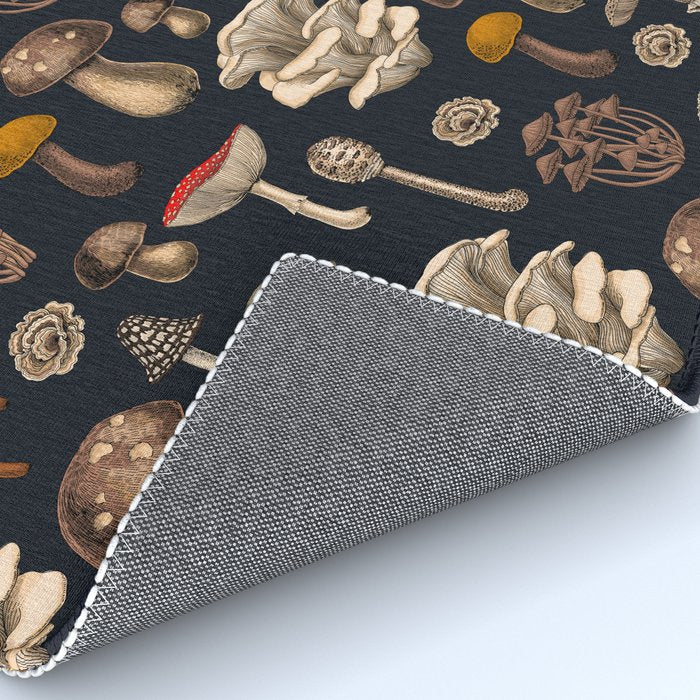Wild Mushrooms  on graphite black Rug Gallery Image 4