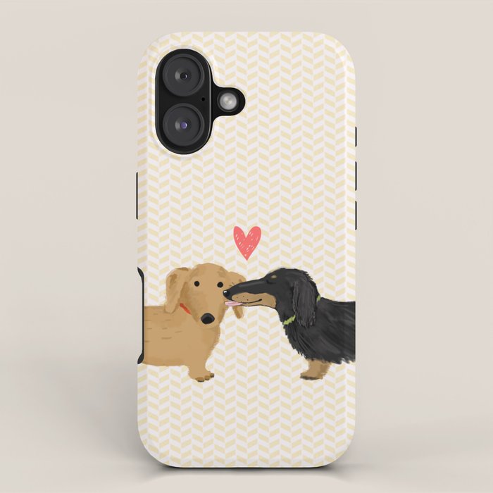 Cute Wiener Dogs with Heart | Dachshunds Love iPhone Case Gallery Image 1