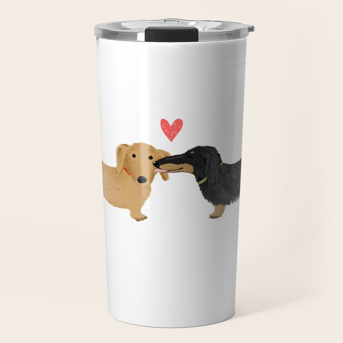 Cute Wiener Dogs with Heart | Dachshunds Love Travel Mug Gallery Image 1