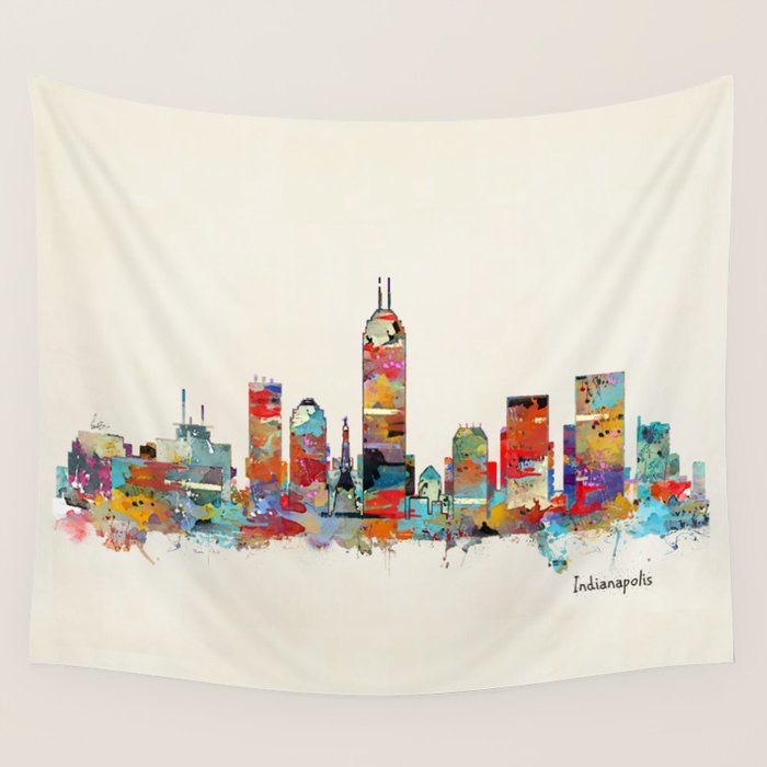 Indianapolis Indiana skyline Wall Tapestry Gallery Image 4