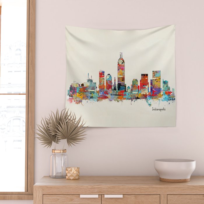 Indianapolis Indiana skyline Wall Tapestry Gallery Image 2