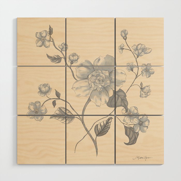 Vintage Blue Floral Wood Wall Art Gallery Image 1