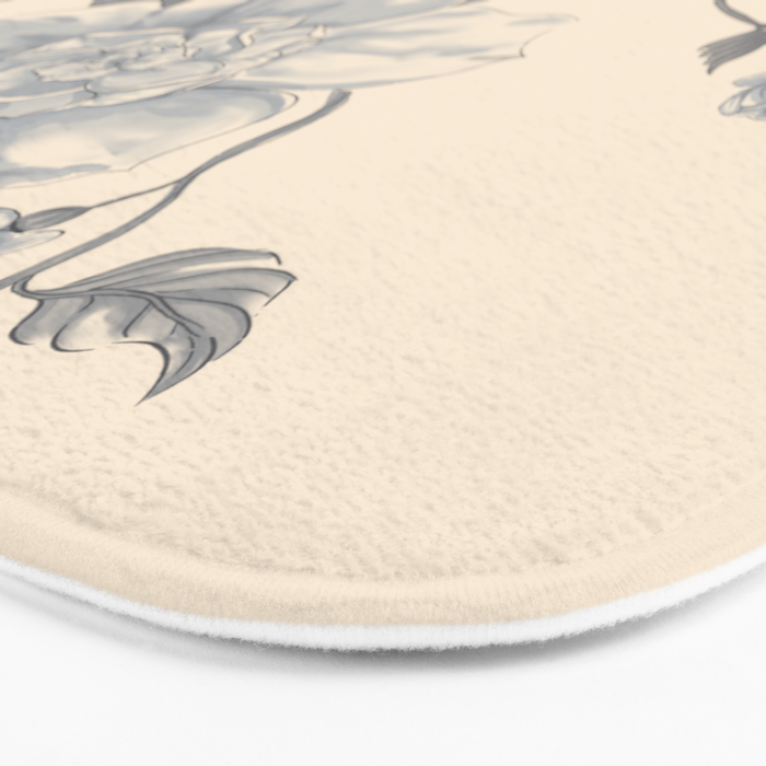 Vintage Blue Floral Bath Mat Gallery Image 3