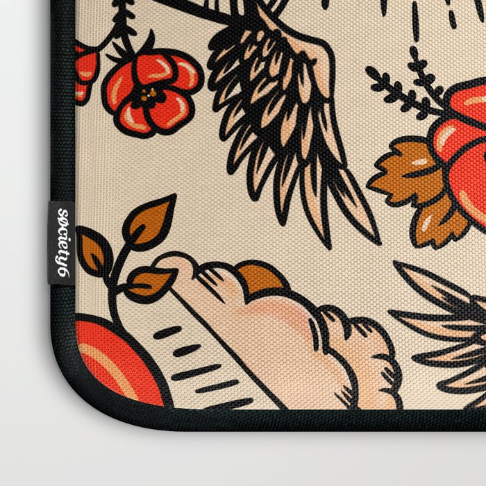Whiskey & Lyrics Pattern Featuring A Pinup Girl Playing Guitar, Red Version Laptop Sleeve Gallery Image 3