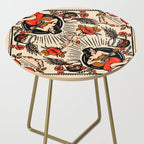 Whiskey & Lyrics Pattern Featuring A Pinup Girl Playing Guitar, Red Version Side Table Gallery Image 2