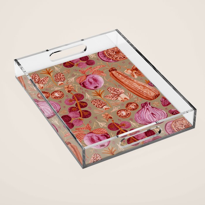 Garden Vegetables and Fresh Fruit in Mocha Mousse Acrylic Tray Gallery Image 1