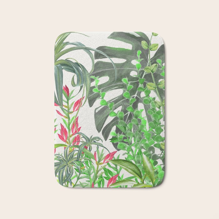 Watercolor Plants III Bath Mat Gallery Image 1