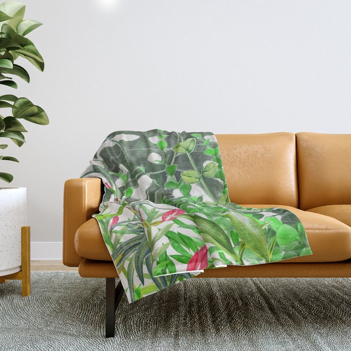Watercolor Plants III Throw Blanket Gallery Image 1