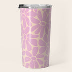 Retro Floral - Cream and Pink Travel Mug Gallery Image 3
