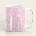 Retro Floral - Cream and Pink Coffee Mug Gallery Image 1