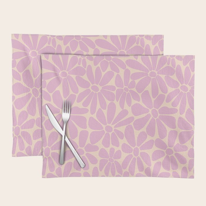 Retro Floral - Cream and Pink Placemat Gallery Image 1