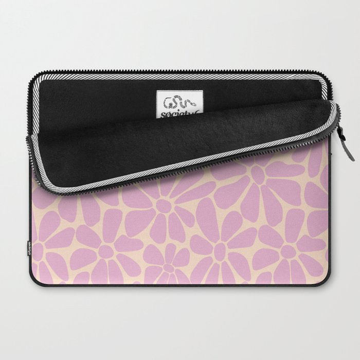 Retro Floral - Cream and Pink Laptop Sleeve Gallery Image 2