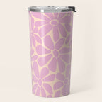 Retro Floral - Cream and Pink Travel Mug Gallery Image 2