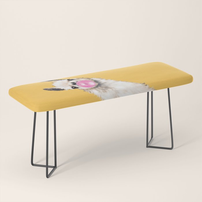 Bubble Gum Sneaky Llama in Yellow Bench Gallery Image 1