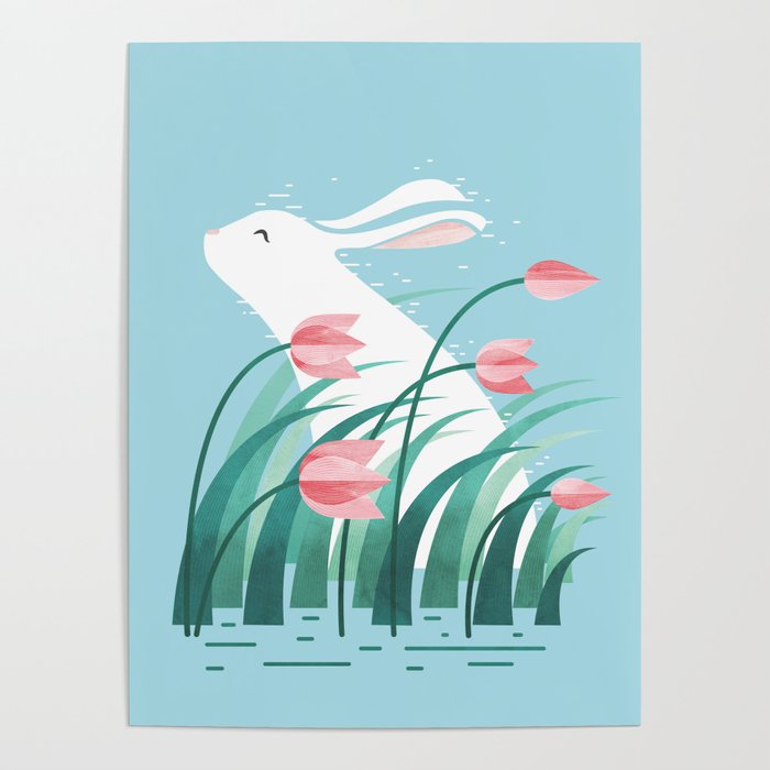 Rabbit Resting, Sky Blue Version Poster Gallery Image 4