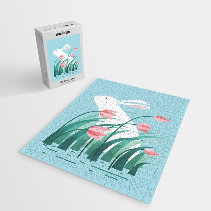 Rabbit Resting, Sky Blue Version Jigsaw Puzzle Gallery Image 2