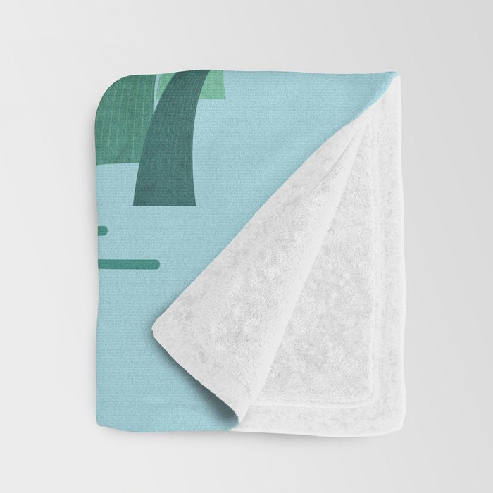 Rabbit Resting, Sky Blue Version Throw Blanket Gallery Image 3