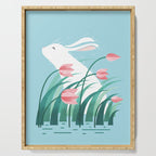 Rabbit Resting, Sky Blue Version Serving Tray Gallery Image 1