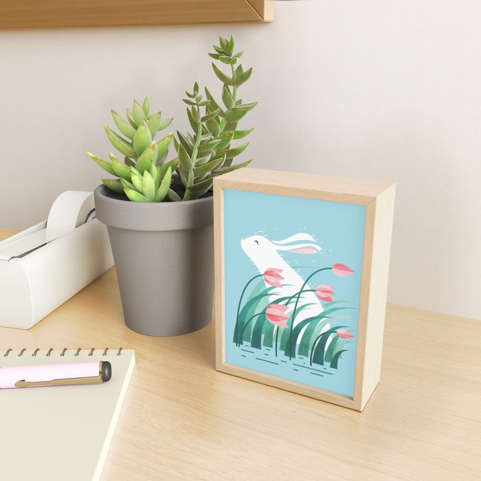 Rabbit Resting, Sky Blue Version Mini Art Print Gallery Image 2