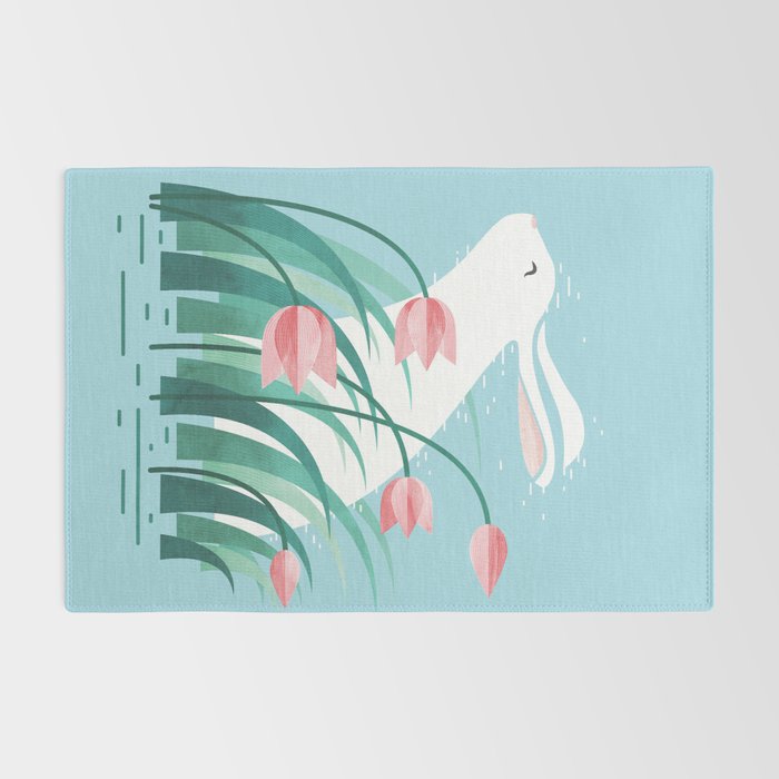 Rabbit Resting, Sky Blue Version Rug Gallery Image 2