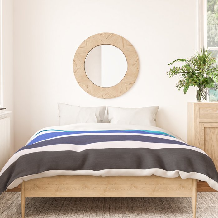 Colorful Blue Stripe Pattern Duvet Cover Gallery Image 3