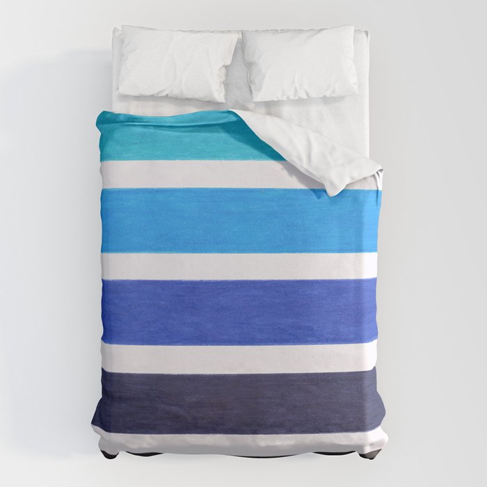Colorful Blue Stripe Pattern Duvet Cover Gallery Image 6