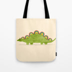 Rainbow colored dinosaur (stegosaurus) Tote Bag Gallery Image 1