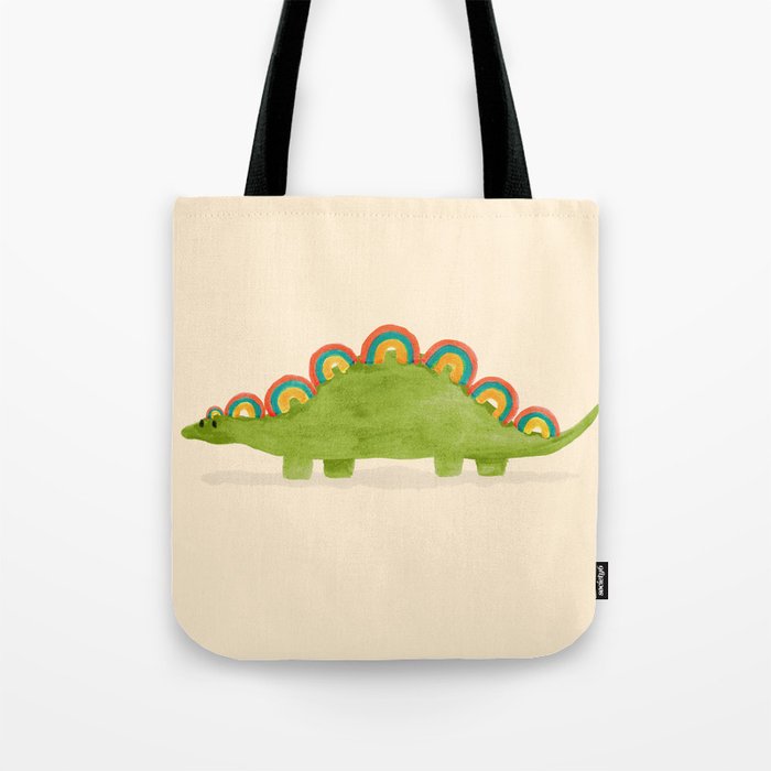 Rainbow colored dinosaur (stegosaurus) Tote Bag Gallery Image 1