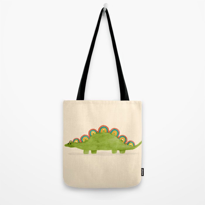 Rainbow colored dinosaur (stegosaurus) Tote Bag Gallery Image 2