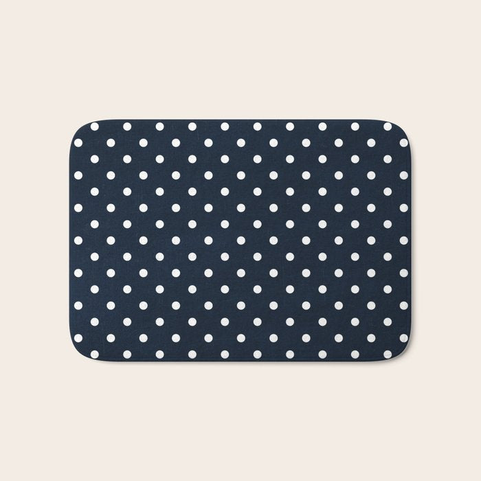 navy swiss dots Bath Mat Gallery Image 1