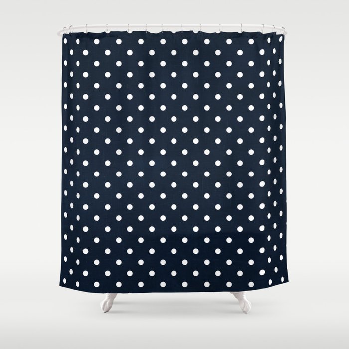 navy swiss dots Shower Curtain Gallery Image 1