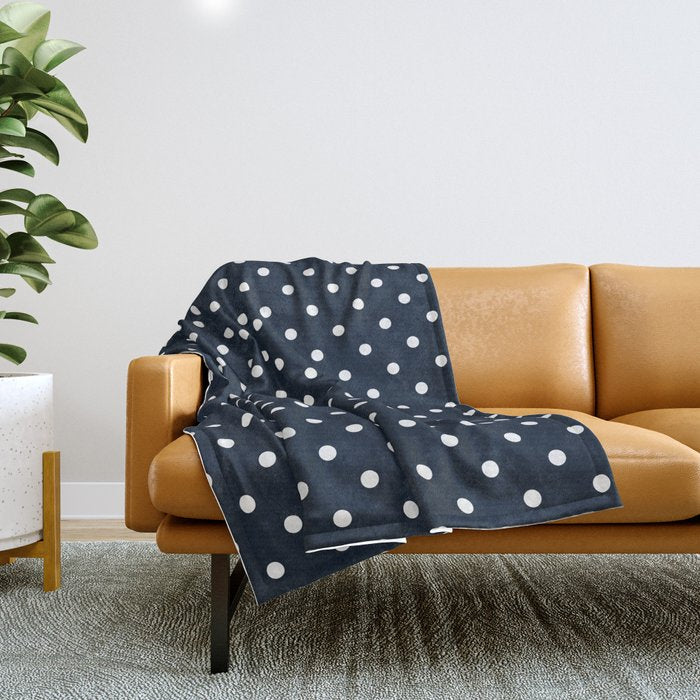 navy swiss dots Throw Blanket Gallery Image 1