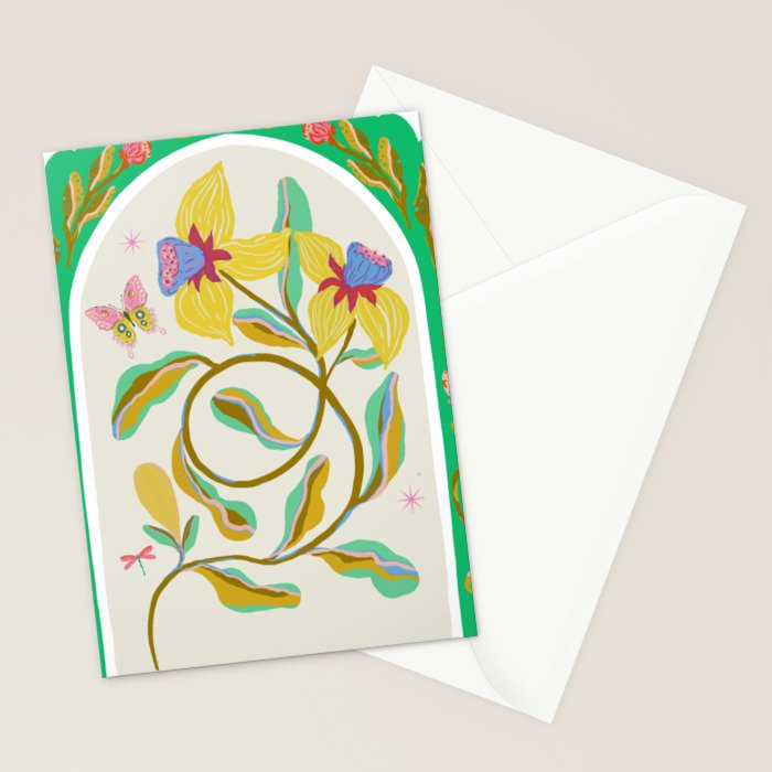 Modern abstract flowers dance Stationery Card Gallery Image 2