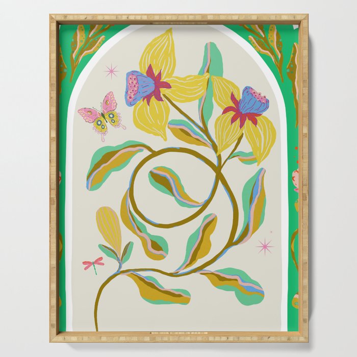 Modern abstract flowers dance Serving Tray Gallery Image 1