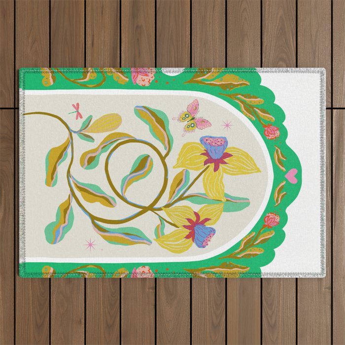 Modern abstract flowers dance Outdoor Rug Gallery Image 1
