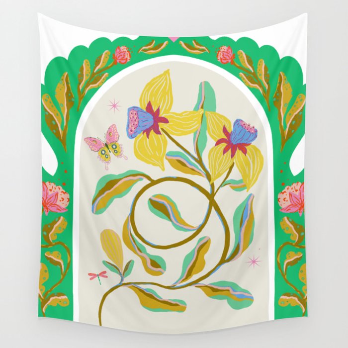 Modern abstract flowers dance Wall Tapestry Gallery Image 4
