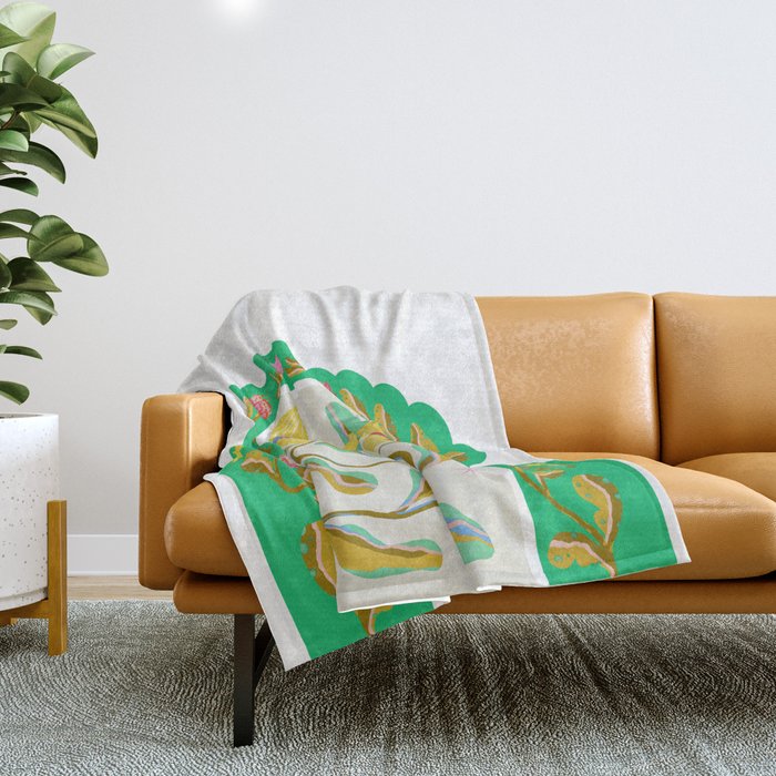Modern abstract flowers dance Throw Blanket Gallery Image 1